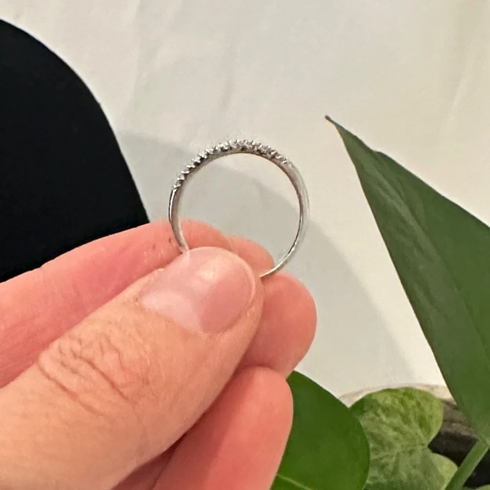 Elegant Silver Band with Sparkling Accents